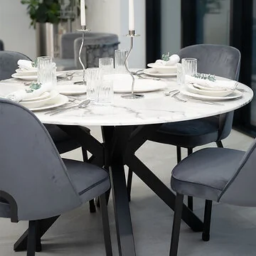 TERNI EETTAFEL MAT ZWART | Ø130X76 CM MARMER 757-1