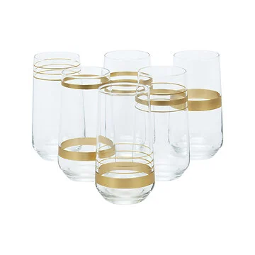 BRICARD LINES LONGDRINK GLASSES SET | GOLD 6-PIECE