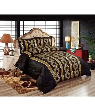 VERTUM BEDSPREI CNR3063 3-DELIG ZWART | GOUD