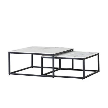 GENUA COFFEE TABLE MATT BLACK | 90X90X42 CM MARBLE 2-PIECE