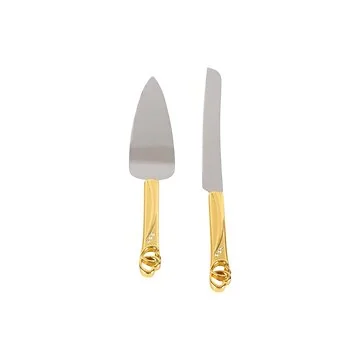 WEDDING SET 002 CAKE CUTLERY | GOLD 2-PIECE