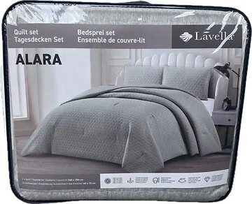 LAVELLA ALARA TAGESDECKE SET | 240X250 CM GRAU 3-TEILIG