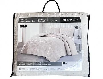 LAVELLA IPEK BEDSPREI SET | 240X250 CM BEIGE 3-DELIG