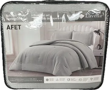 LAVELLA AFET TAGESDECKE SET | 240X250 CM GRAU 3-TEILIG