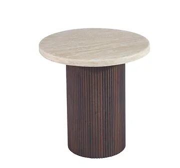 PATERNO BIJZETTAFEL BRUIN | Ø55X55 CM TRAVERTINE