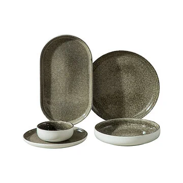 BRICARD PAU TABLEWARE SET | MATTE WHITE-BROWN 25-PIECE