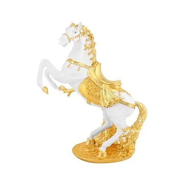 DECORATIE CNR054A PAARD | 60CM WIT-GOUD