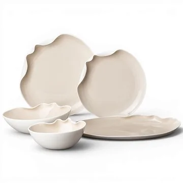 BRICARD MIRAMAS TABLEWARE SET | WHITE-TAUPE 25-PIECE