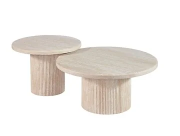 PATERNO SALONTAFEL TRAVERTINE | Ø80X38 CM + Ø60X43 CM TRAVERTINE 2-DLG