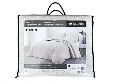 LAVELLA HAVIN TAGESDECKE SET | 240X250 CM BEIGE 3-TEILIG