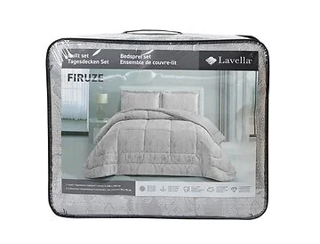 LAVELLA FIRUZE TAGESDECKE SET | 260X240 CM GRAU 3-TEILIG