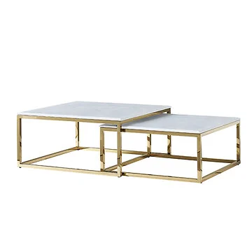 GENUA COFFEE TABLE GOLD | 90X90X42 CM MARBLE 928 2-PIECE