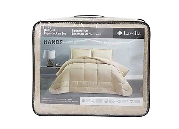 LAVELLA HANDE TAGESDECKE SET | 260X240 CM BEIGE 3-TEILIG