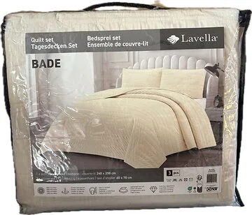 LAVELLA BADE TAGESDECKE SET | 240X250 CM CREME 3-TEILIG