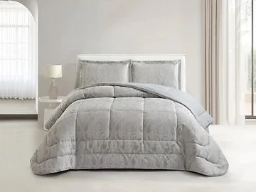 LAVELLA FIRUZE TAGESDECKE SET | 260X240 CM GRAU 3-TEILIG