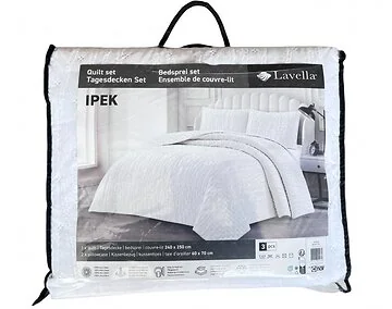 LAVELLA IPEK BEDSPREI SET | 240X250 CM WIT 3-DELIG