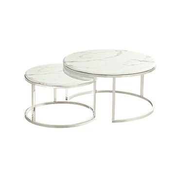 MESSINA SALONTAFEL | Ø80X42 CM MARMER 757  2-DELIG
