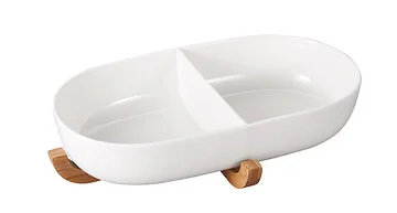 BRICARD LOIRE SCHAAL MET STAND | 40,4X22,0X7,7 CM WIT-BAMBOO