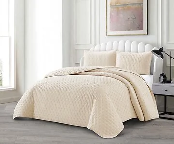 LAVELLA DEREN TAGESDECKE SET | 240X250 CM BEIGE 3-TEILIG