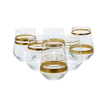 BRICARD LINES WASSERGLÄSER SET  | GOLD 6-TEILIG