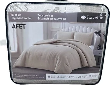 LAVELLA AFET TAGESDECKE SET | 240X250 CM BEIGE 3-TEILIG