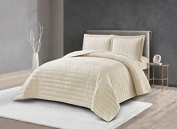 LAVELLA HALE TAGESDECKE SET | 260X240 CM BEIGE 3-TEILIG